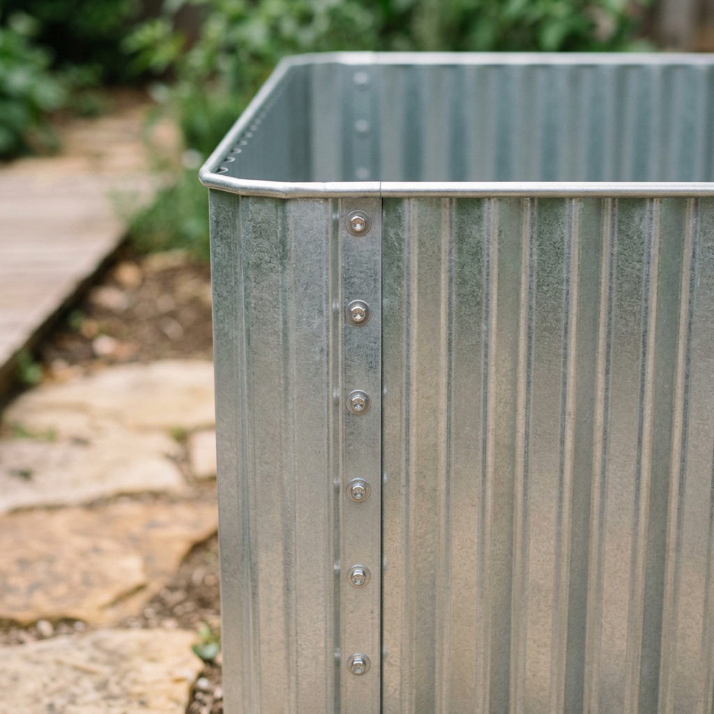 Steel raised bed construction detail